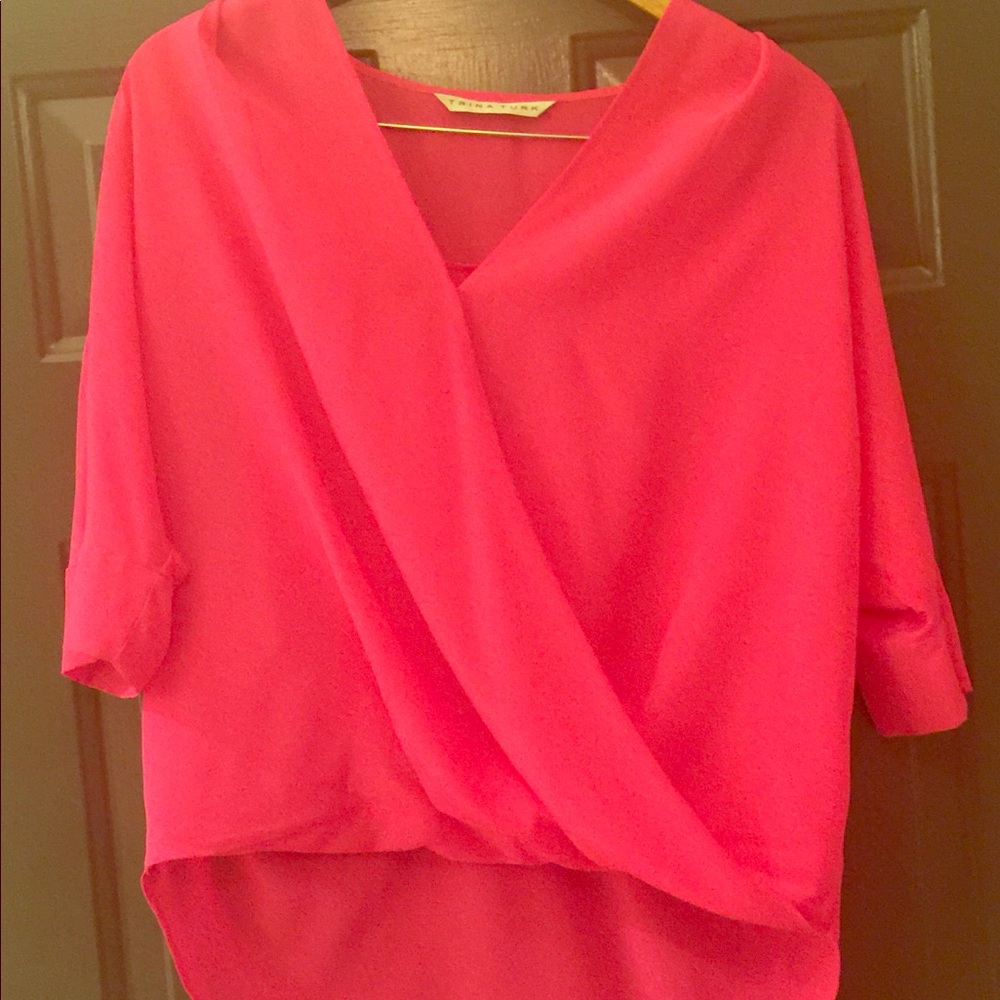 Trina Turk Hot Pink silk blouse